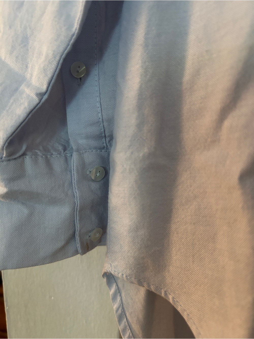 Zara Light Blue Button-Down Shirt with Green & Black Stripe Trim - Picture 5 of 5